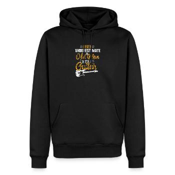 Guitariste Grand-père Old Man Idée Cadeau Rock - Sweat à capuche Premium bio Homme - noir - Devant - Nico (187cm)