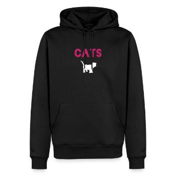 Idée cadeau pour l’amoureux des chats - Sweat à capuche Premium bio Homme - noir - Devant - Nico (187cm)