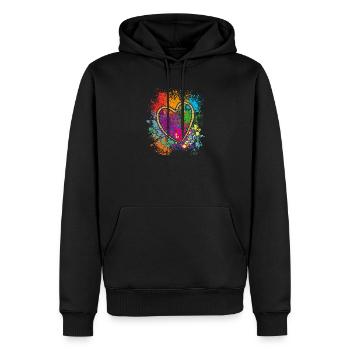 Coeur coloré Art Design Graffiti Look - Sweat à capuche Premium bio Homme - noir - Devant - Nico (187cm)