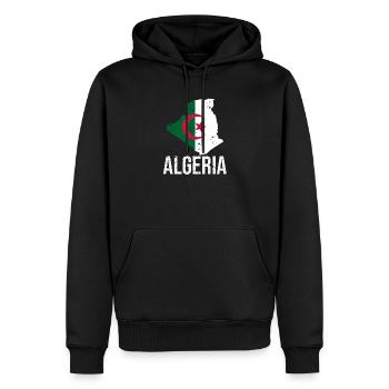 Algerian flag in map design - Men’s Premium Organic Hoodie - black - Front - Nico (187cm)