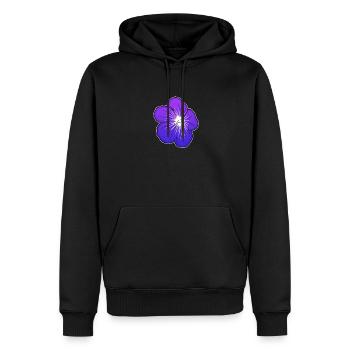 Illustration de fleur violette avec centre lumineux - Sweat à capuche Premium bio Homme - noir - Devant - Nico (187cm)