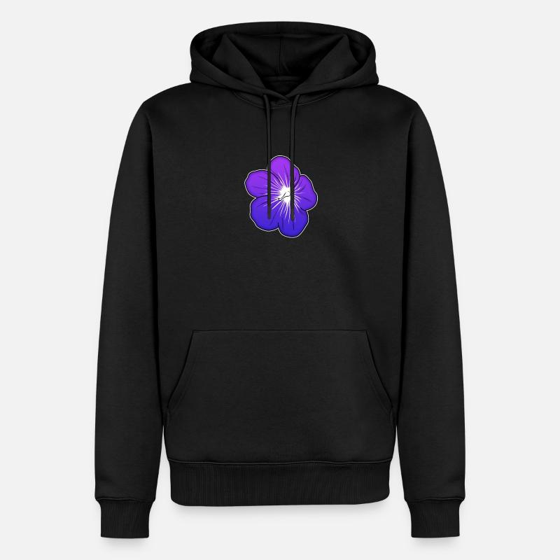 Violette Blütenillustration mit leuchtender Mitte - Männer Premium Bio Hoodie - Schwarz