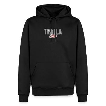 Trallafitti Typisch Ruhrpott Pott Tralla Fitti - Männer Premium Bio Hoodie - Schwarz - Vorne - Nico (187cm)