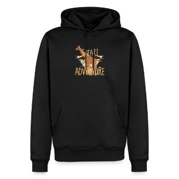 Safari Adventure – Giraffe Savanna Vibes - Männer Premium Bio Hoodie - Schwarz - Vorne - Nico (187cm)