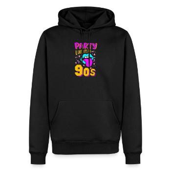 90s Party - Men’s Premium Organic Hoodie - black - Front - Nico (187cm)