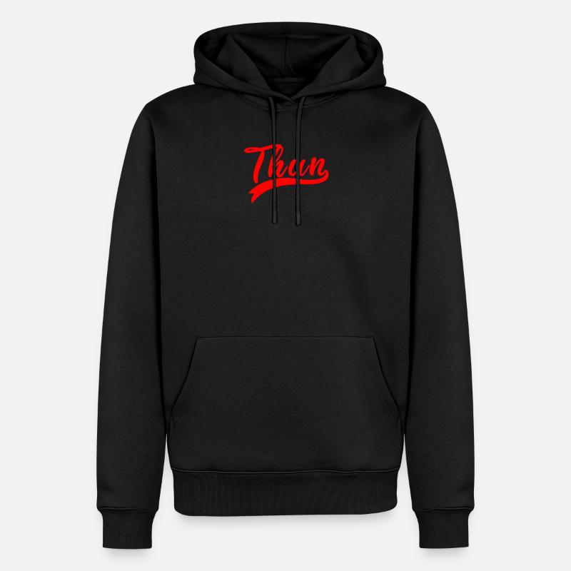 Thun Script Rot Logo - Männer Premium Bio Hoodie - Schwarz