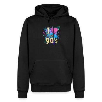 90 ' s nineties vintage - Sweat à capuche Premium bio Homme - noir - Devant - Nico (187cm)
