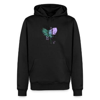 Illustration artistique de plantes - Sweat à capuche Premium bio Homme - noir - Devant - Nico (187cm)