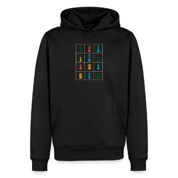 Pièces d’échiquier d’échiquier - Sweat à capuche Premium bio Homme - noir - Devant - Nico (187cm)