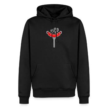Saucisse - Sweat à capuche Premium bio Homme - noir - Devant - Nico (187cm)