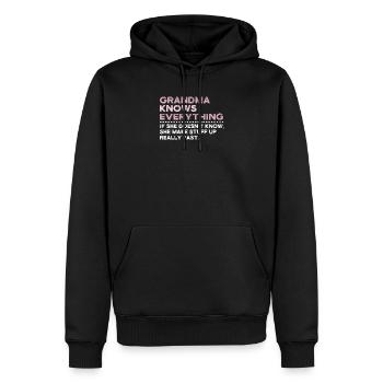 Grandma Knows Everything - Sweat à capuche Premium bio Homme - noir - Devant - Nico (187cm)