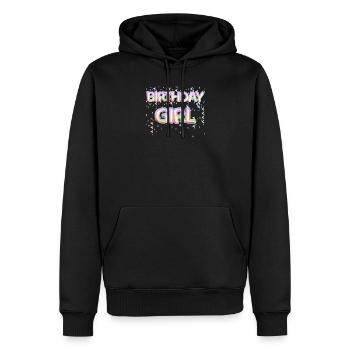 « Birthday Girl » Ballons de diapositives confettis - Sweat à capuche Premium bio Homme - noir - Devant - Nico (187cm)