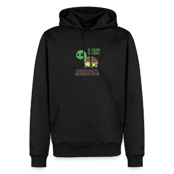 Schildkröte Kein Bock lustiger Spruch - Männer Premium Bio Hoodie - Schwarz - Vorne - Nico (187cm)