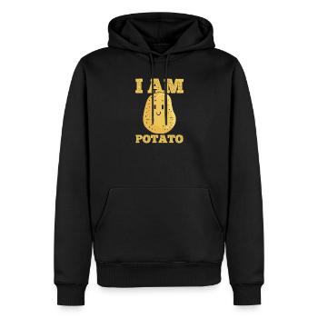 Pomme de terre Kawaii - Sweat à capuche Premium bio Homme - noir - Devant - Nico (187cm)