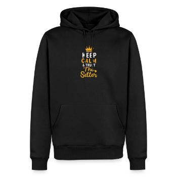 Volley-ball Keep Calm And Trust The Setter Player - Sweat à capuche Premium bio Homme - noir - Devant - Nico (187cm)