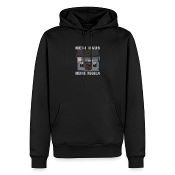 Mein Haus Meine Regeln - Männer Premium Bio Hoodie - Schwarz - Vorne - Nico (187cm)