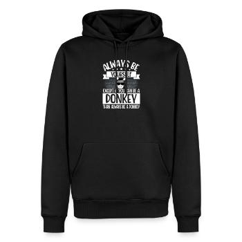 Esel - Männer Premium Bio Hoodie - Schwarz - Vorne - Nico (187cm)