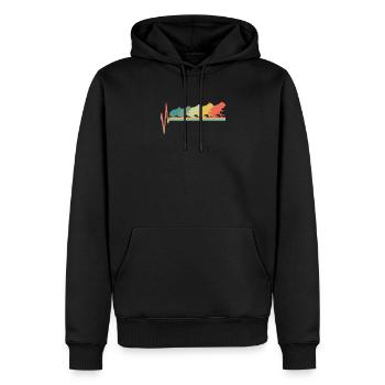 Frosch Amphibie Herzschlag Vintage - Männer Premium Bio Hoodie - Schwarz - Vorne - Nico (187cm)