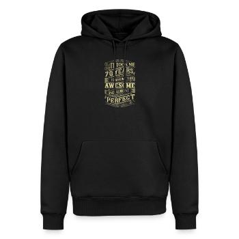70e anniversaire - Sweat à capuche Premium bio Homme - noir - Devant - Nico (187cm)