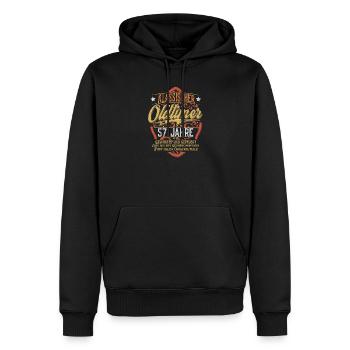 57. Geburtstag Oldtimer - Männer Premium Bio Hoodie - Schwarz - Vorne - Nico (187cm)