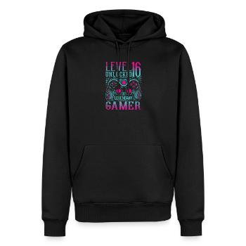 16. Geburtstag Level 16 Gamer Gaming Zocken - Männer Premium Bio Hoodie - Schwarz - Vorne - Nico (187cm)
