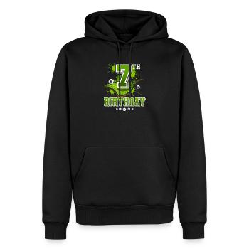 7. Geburtstag Fußball Kinder - Männer Premium Bio Hoodie - Schwarz - Vorne - Nico (187cm)