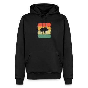 Sanglier - Sweat à capuche Premium bio Homme - noir - Devant - Nico (187cm)