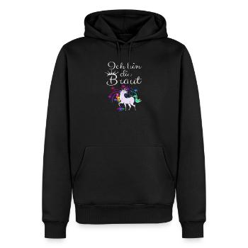 Einhorn "Ich bin die Braut" - Männer Premium Bio Hoodie - Schwarz - Vorne - Nico (187cm)