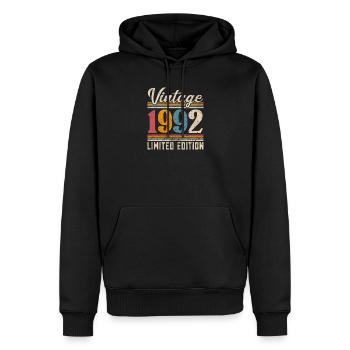 1992 Année de naissance Rétro Vintage - Sweat à capuche Premium bio Homme - noir - Devant - Nico (187cm)