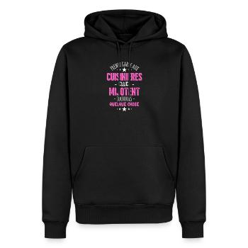 Prenez garde aux Cuisinières - Humour Cuisine - Sweat à capuche Premium bio Homme - noir - Devant - Nico (187cm)