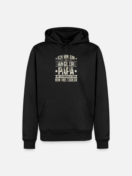 Papa Angler Vater Vatertag - Männer Premium Bio Hoodie - Schwarz