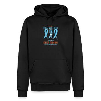 Prostate Cancer Awareness Light Blue Rollercoaster - Men’s Premium Organic Hoodie - black - Front - Nico (187cm)