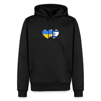 Ukraine and Israel support - Men’s Premium Organic Hoodie - black - Front - Nico (187cm)