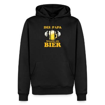 Der PAPA braucht ein Bier, zum Grillen Gartenparty - Männer Premium Bio Hoodie - Schwarz - Vorne - Nico (187cm)