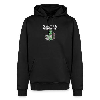 Cadeau de fête des mères - Notre première fête des mères - Sweat à capuche Premium bio Homme - noir - Devant - Nico (187cm)