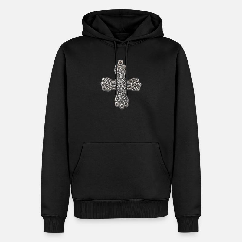 Croix d’argent de Kalevala - Sweat à capuche Premium bio Homme - noir