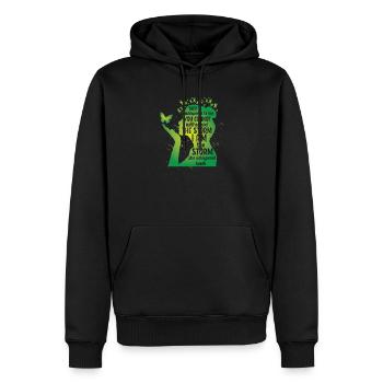 Papillon vert en santé mentale - Sweat à capuche Premium bio Homme - noir - Devant - Nico (187cm)