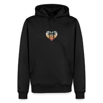 Ich liebe Keyboard und Synthie Retro Herz - Männer Premium Bio Hoodie - Schwarz - Vorne - Nico (187cm)