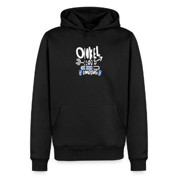 Onkel 2023 - Onkel werden - Onkel loading 2023 - Männer Premium Bio Hoodie - Schwarz - Vorne - Nico (187cm)