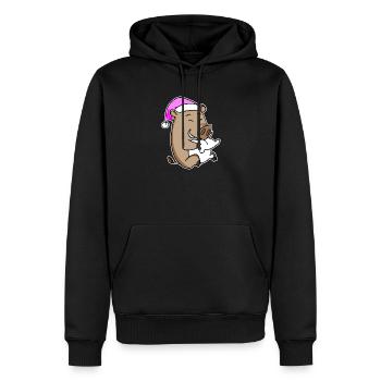 Sanglier avec oreiller et bonnet de couchage - Sweat à capuche Premium bio Homme - noir - Devant - Nico (187cm)