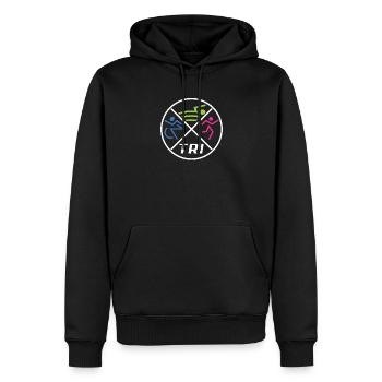 Triathlon féminin - Sweat à capuche Premium bio Homme - noir - Devant - Nico (187cm)