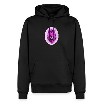 Lion géométrique à la couronne magenta - Sweat à capuche Premium bio Homme - noir - Devant - Nico (187cm)