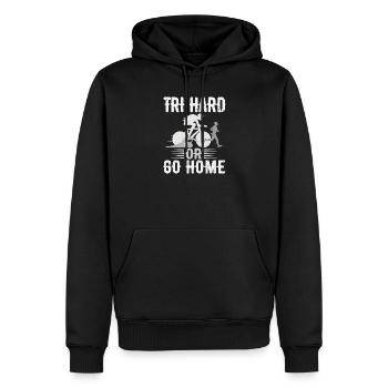 Tri Hard ou Go Home Triathlon - Sweat à capuche Premium bio Homme - noir - Devant - Nico (187cm)