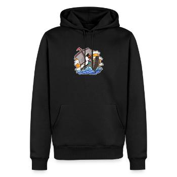 Mouette dans le bateau - Sweat à capuche Premium bio Homme - noir - Devant - Nico (187cm)