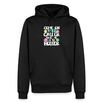 COME ON CALLER MAKE ME HOLLER - Männer Premium Bio Hoodie - Schwarz - Vorne - Nico (187cm)