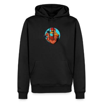 Strong Muscle Chicken Fitness Gym Chickens - Men’s Premium Organic Hoodie - black - Front - Nico (187cm)