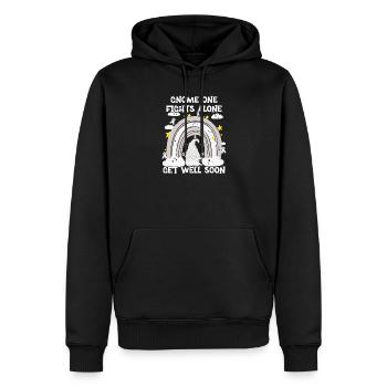 Gnome One Fights Alone Lung Cancer - Men’s Premium Organic Hoodie - black - Front - Nico (187cm)