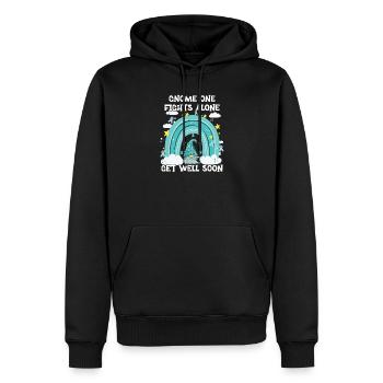 Gnome One Fights Alone Uterine Cancer - Men’s Premium Organic Hoodie - black - Front - Nico (187cm)