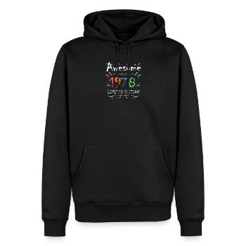 1978 - Sweat à capuche Premium bio Homme - noir - Devant - Nico (187cm)