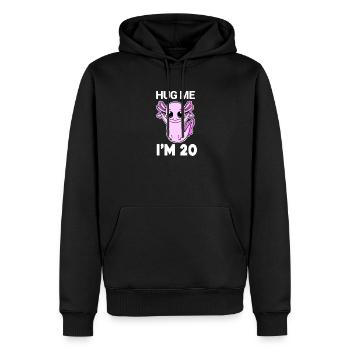 20 ans - 20 ans - câlin - Sweat à capuche Premium bio Homme - noir - Devant - Nico (187cm)